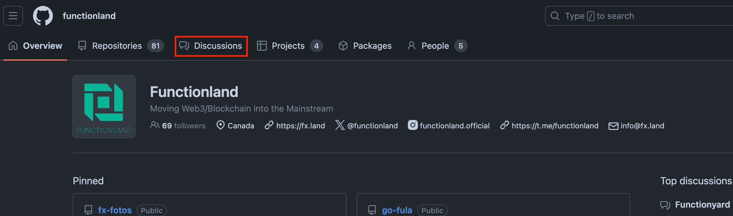discussions tab on github