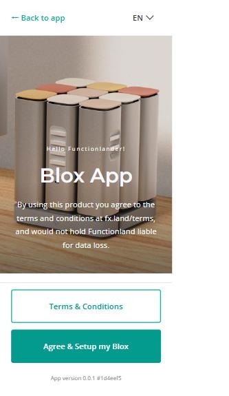 FxBlox web app welcome screen