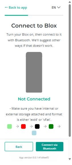 Connect to Blox screen